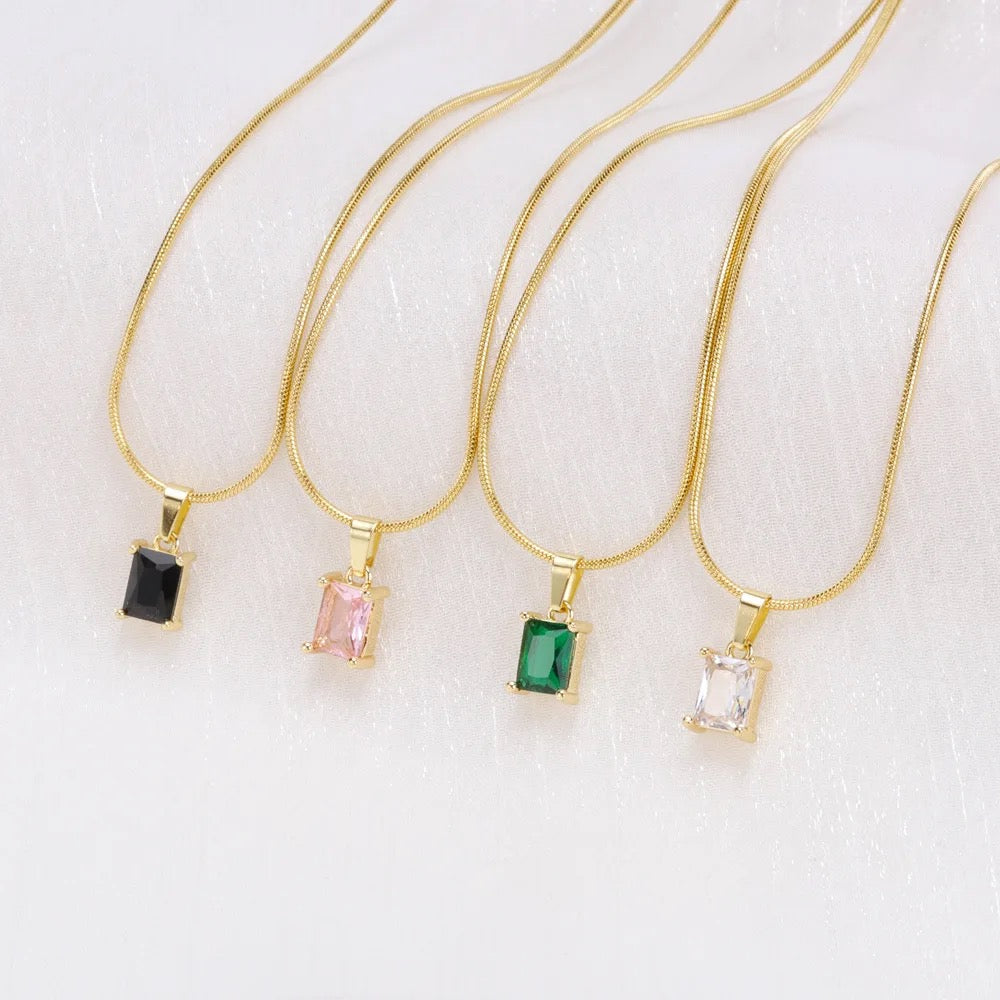 Stainless Steel Zircon Stone Necklace