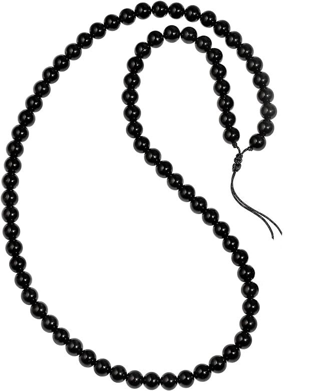 Obsidian Plain Bead Adjustable Necklace (8MM)