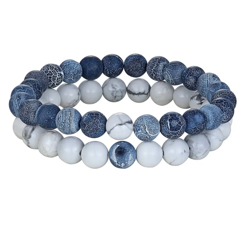 Natural Stone Distance Bracelets 2pc (8MM)