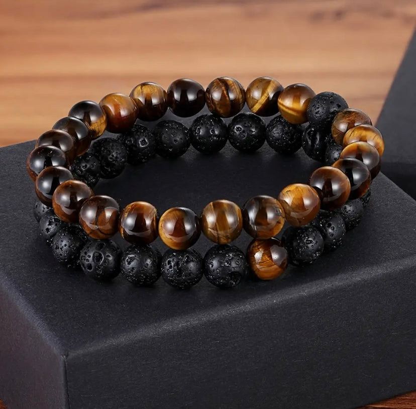 Natural Stone Distance Bracelets 2pc (8MM)