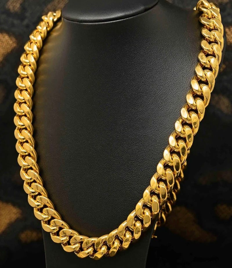 Thick Stainless Steel Cuban Link (Gold)