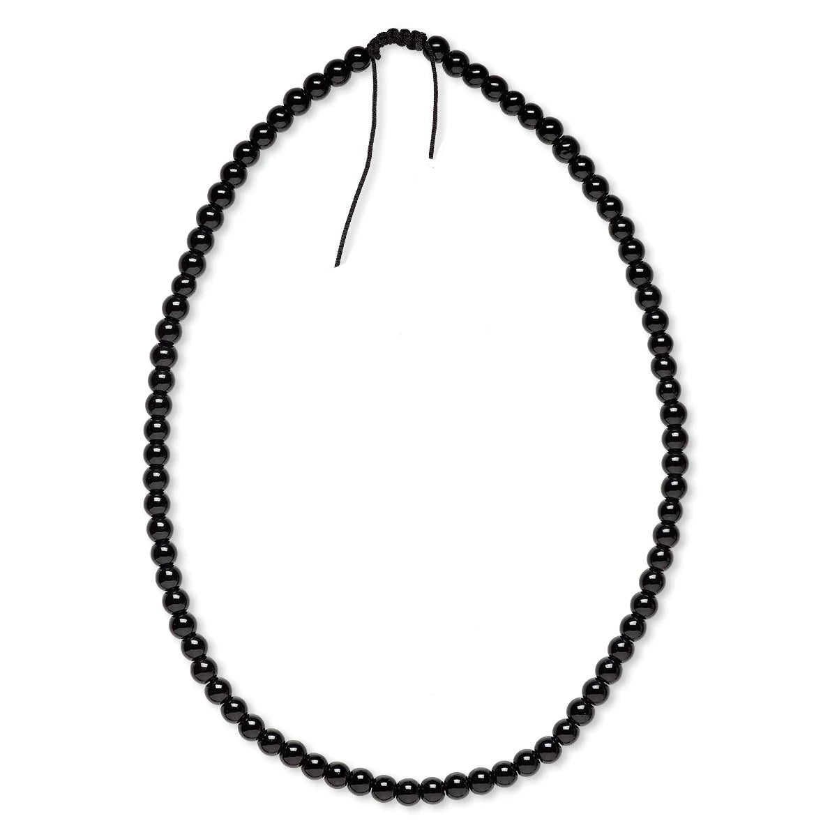 Obsidian Plain Bead Adjustable Necklace (8MM)