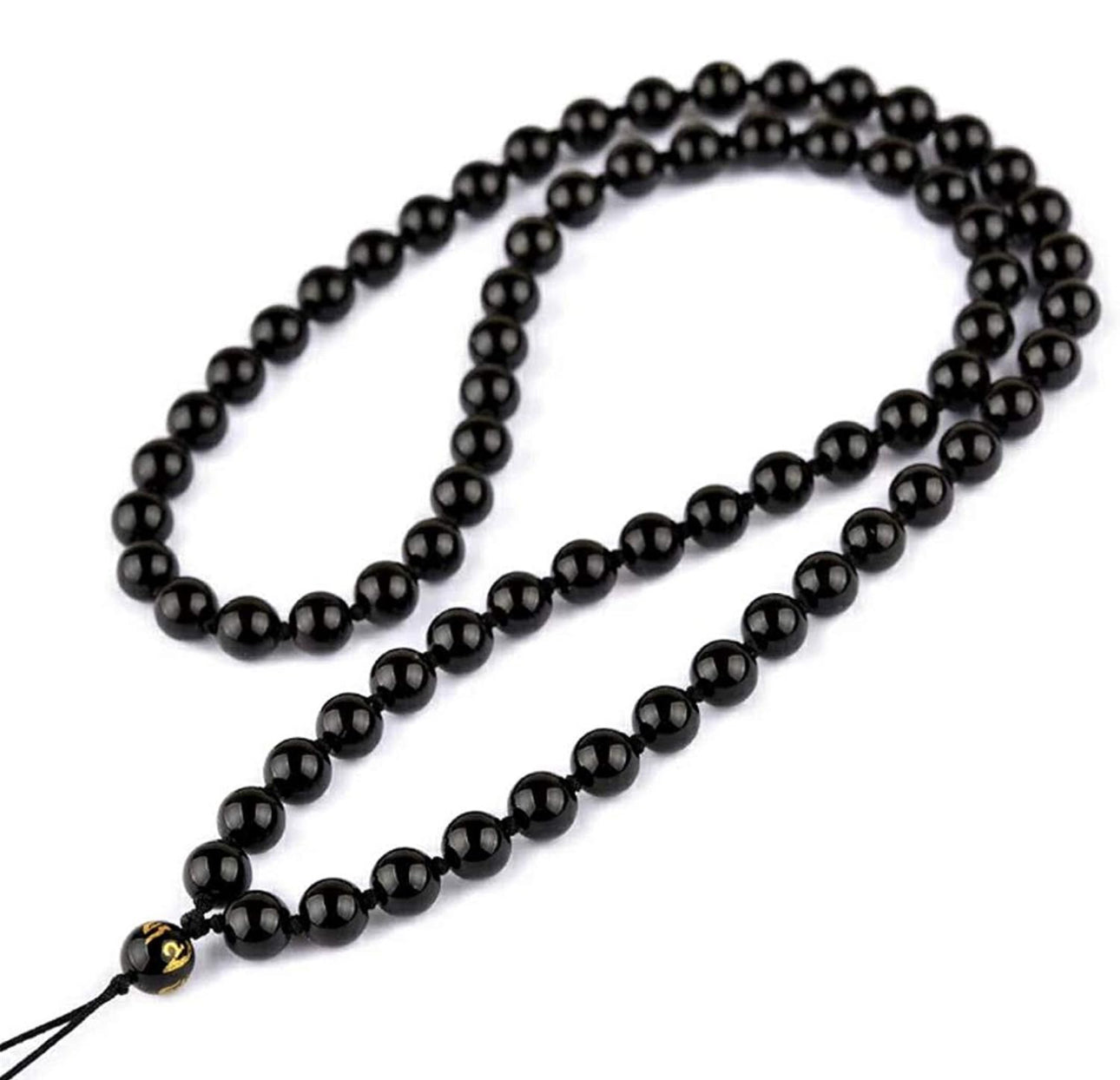 Obsidian Plain Bead Adjustable Necklace (8MM)