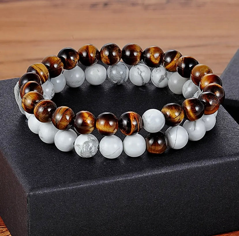 Natural Stone Distance Bracelets 2pc (8MM)