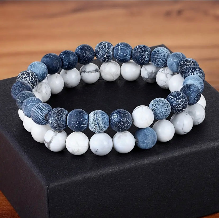 Natural Stone Distance Bracelets 2pc (8MM)