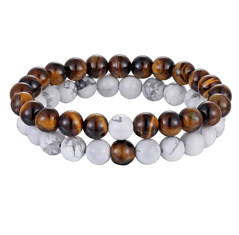 Natural Stone Distance Bracelets 2pc (8MM)