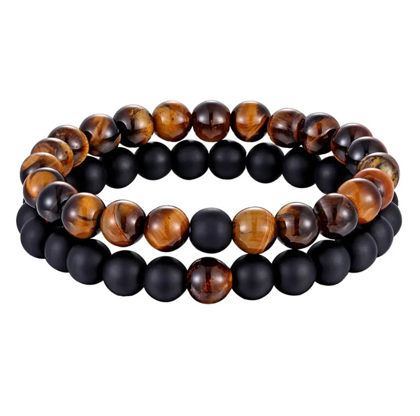 Natural Stone Distance Bracelets 2pc (8MM)