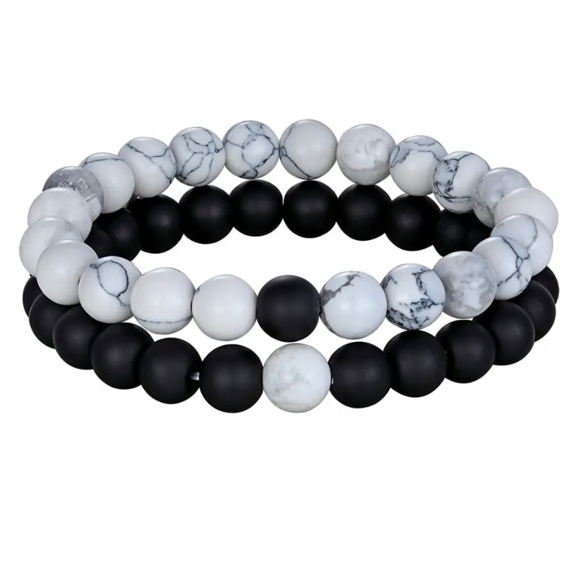 Natural Stone Distance Bracelets 2pc (8MM)