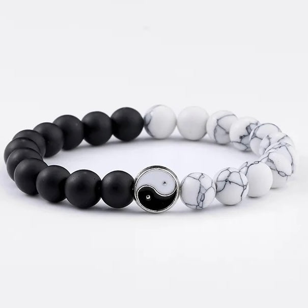 Yin Yang Howlite x Matte Onyx Bracelet