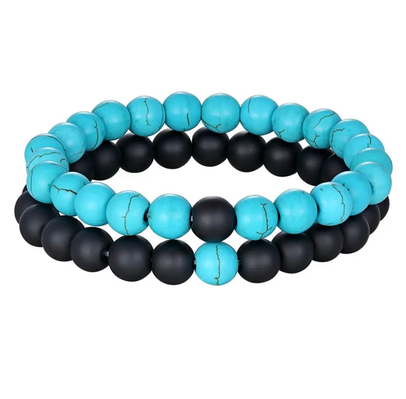 Natural Stone Distance Bracelets 2pc (8MM)