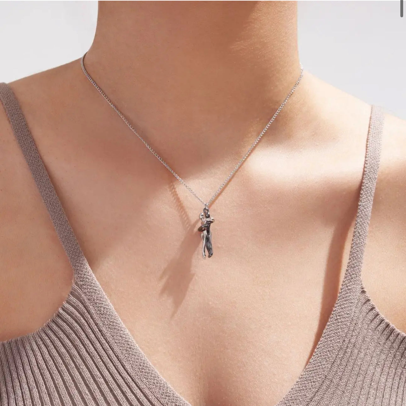 Stainless Steel Love Hug Distance Necklace