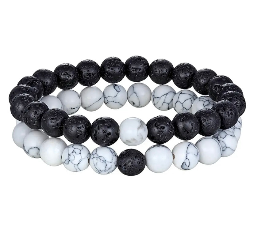 Natural Stone Distance Bracelets 2pc (8MM)