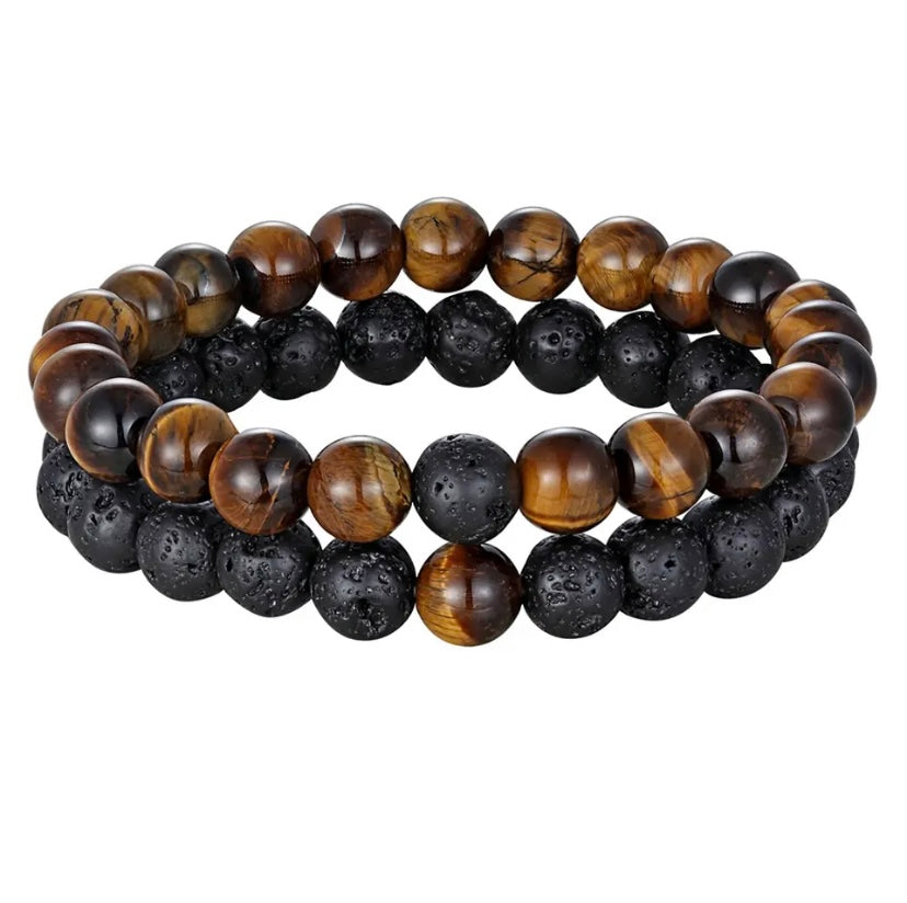 Natural Stone Distance Bracelets 2pc (8MM)