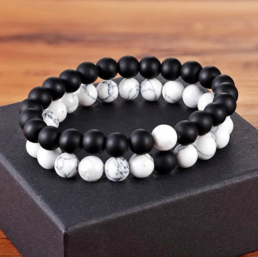 Natural Stone Distance Bracelets 2pc (8MM)