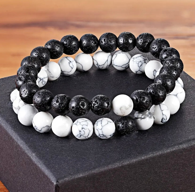 Natural Stone Distance Bracelets 2pc (8MM)