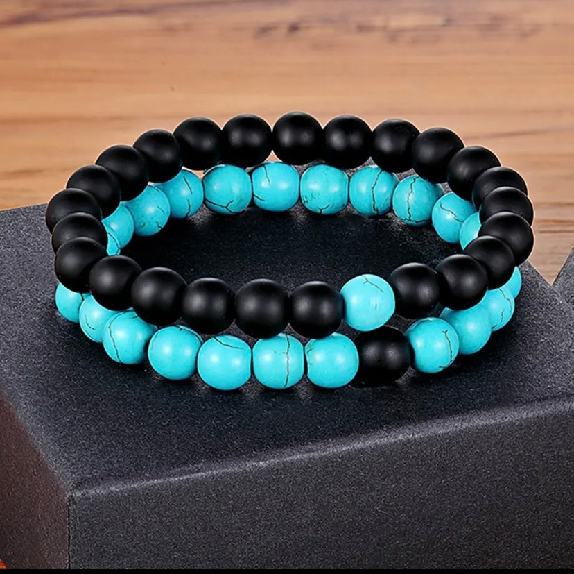 Natural Stone Distance Bracelets 2pc (8MM)