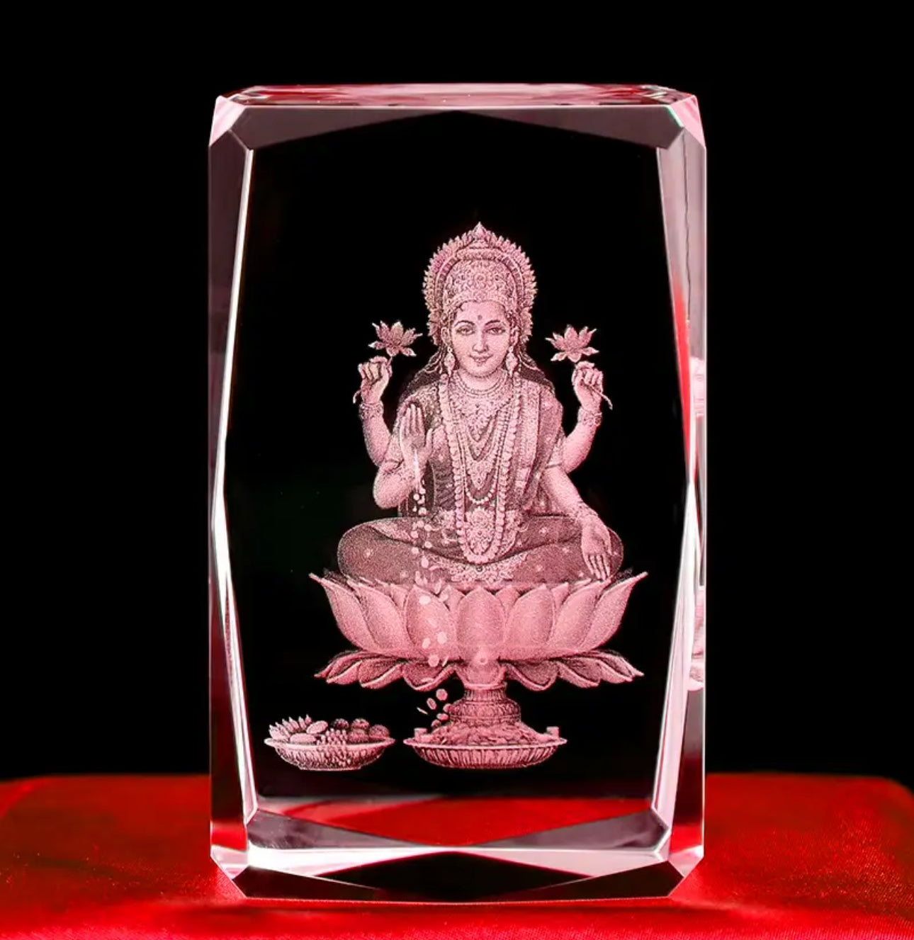 K9 Glass Crystal 3D Laser Engraved Hindu God Lamp (Mother Lakshmi)