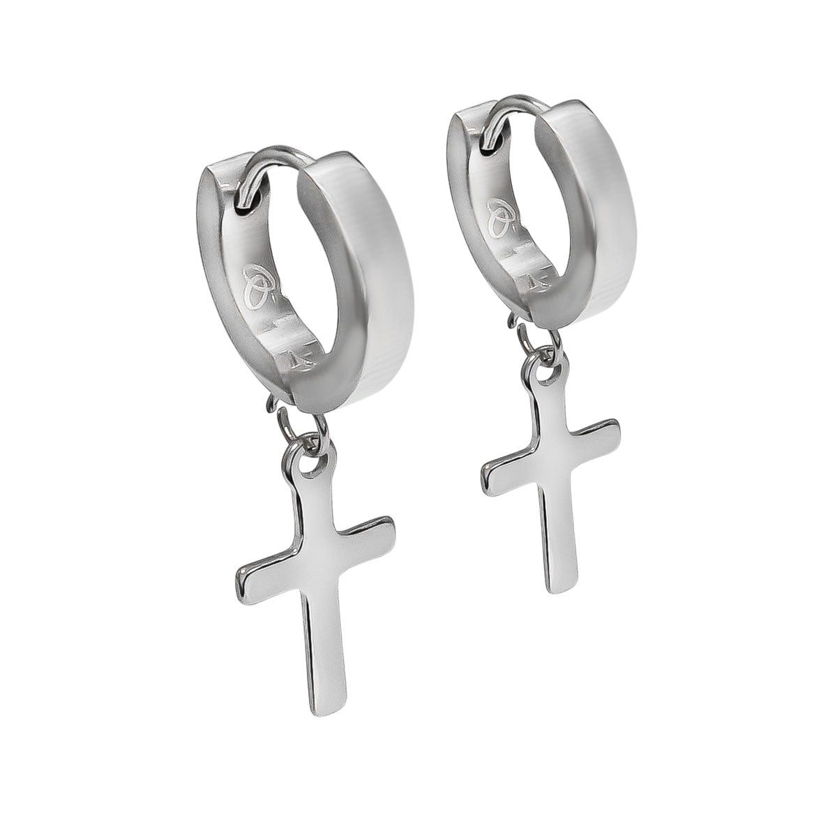 Unisex-Men’s Stainless Steel Cross Earrings