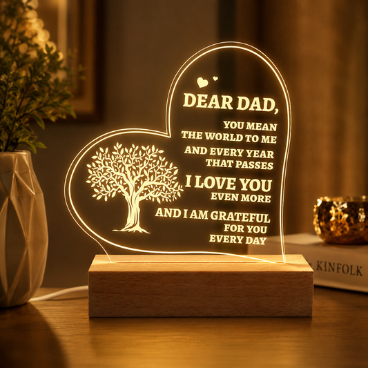 Father’s Love 3D Acrylic Night Lamp With Wooden Base
