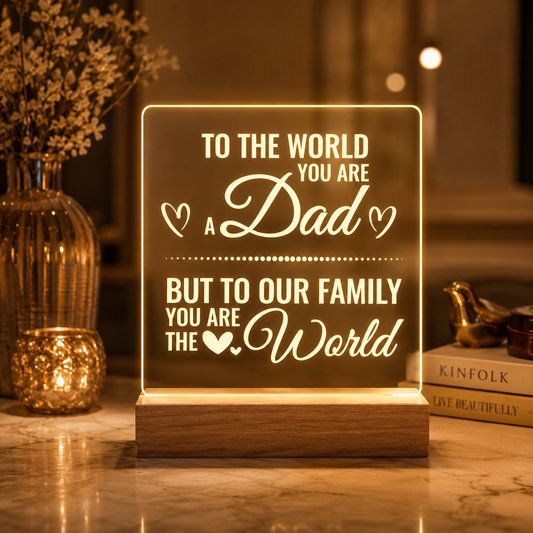 Father’s Love 3D Acrylic Night Lamp With Wooden Base