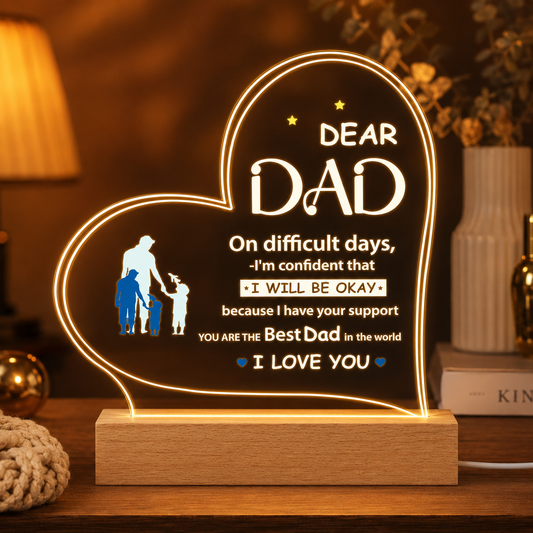 Father’s Love 3D Acrylic Night Lamp With Wooden Base