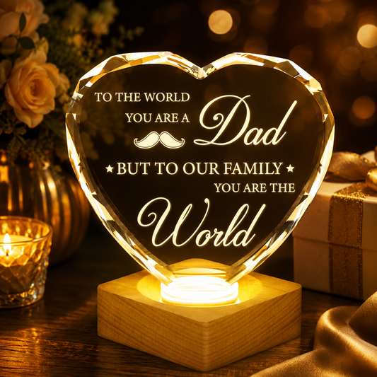 Father’s Love Engraved K9 Glass Crystal Heart Lamp