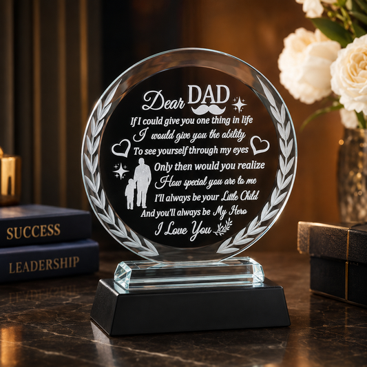 K9 Glass Crystal 3D Laser Engraved Father’s Love Message Ornament.