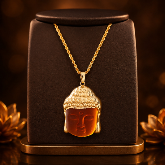 Buddha Head Natural Stone Crystal Necklace