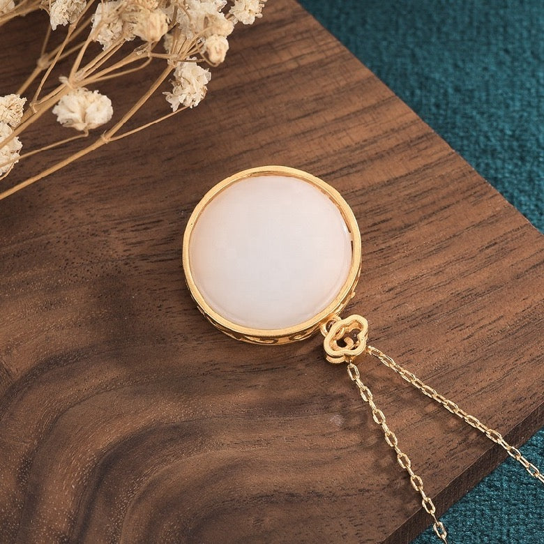 Lotus White Jade Necklace