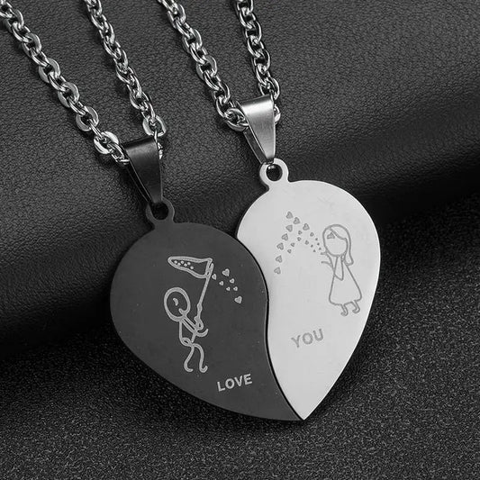 Stainless Steel 2pc Couples/ Relationship/ Friendship Love Necklace