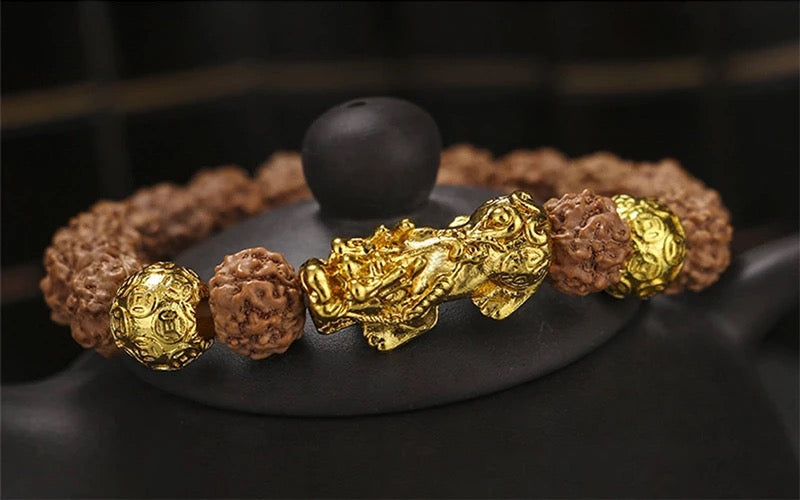 Rudraksha Pixiu Feng Shui Bracelet