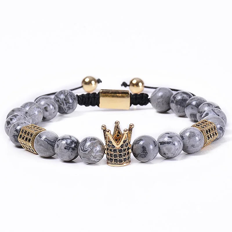 Natural Stone Royal Roman Crown Bracelets (8MM)