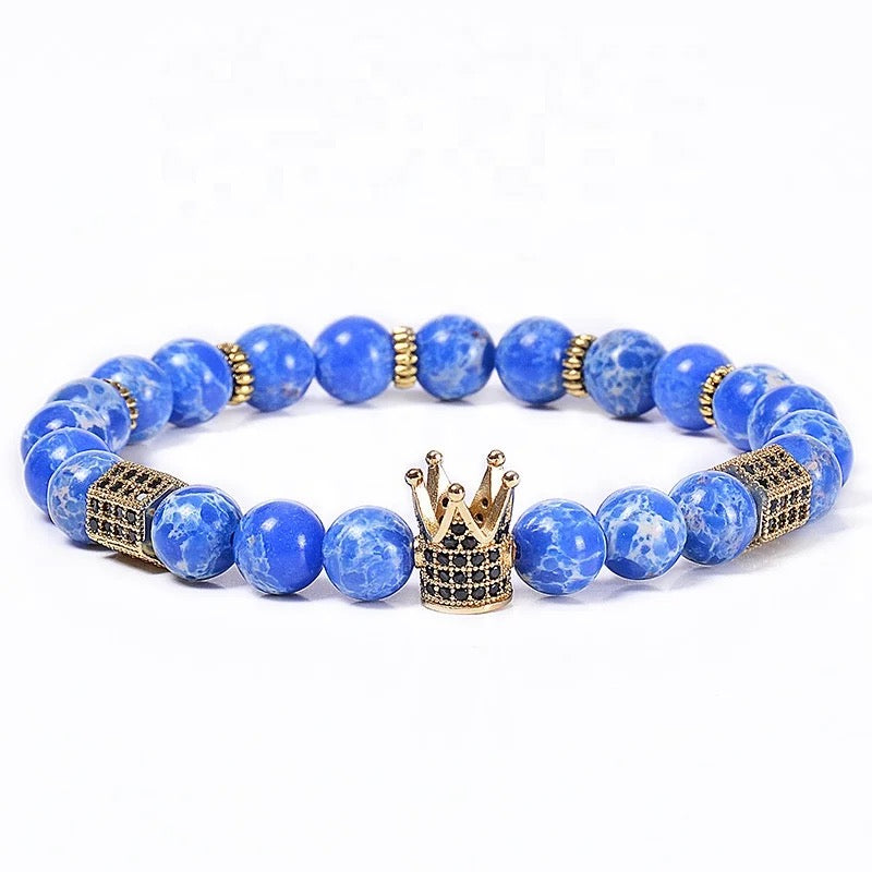 Natural Stone Royal Roman Crown Bracelets (8MM)