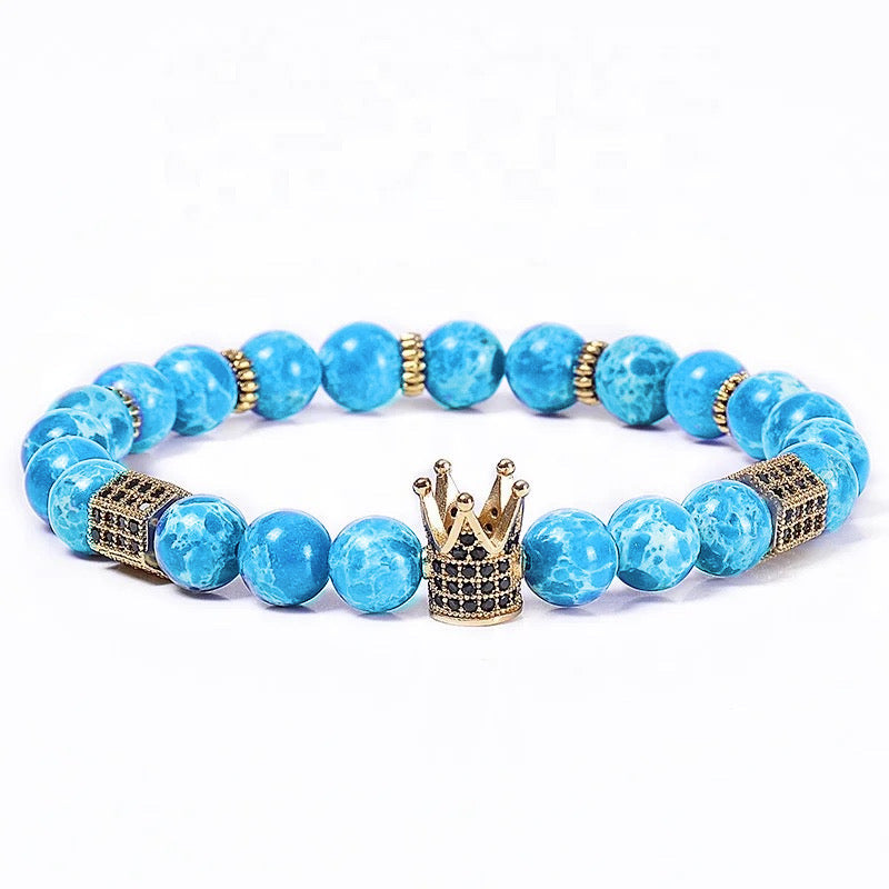 Natural Stone Royal Roman Crown Bracelets (8MM)