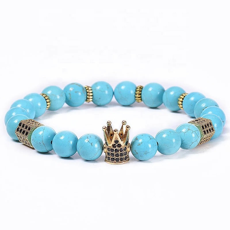 Natural Stone Royal Roman Crown Bracelets (8MM)