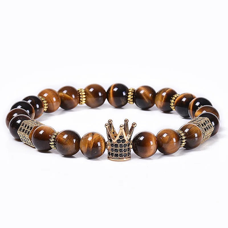 Natural Stone Royal Roman Crown Bracelets (8MM)