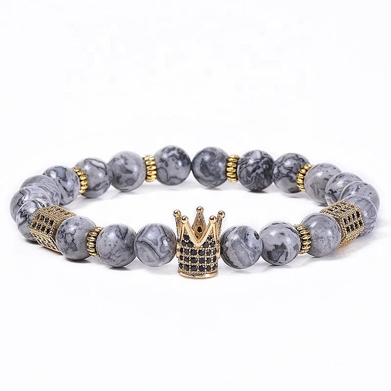 Natural Stone Royal Roman Crown Bracelets (8MM)