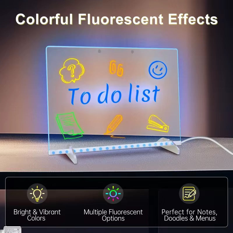 LED Erasable Luminous Acrylic Coloring Writing Board + 7 Color Markers