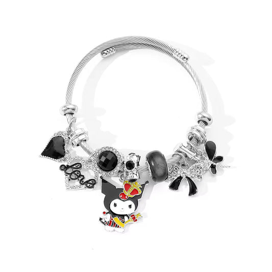 Stainless Steel Kuromi Zircon Charm Bracelets