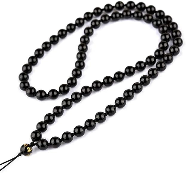 Obsidian Plain Bead Adjustable Necklace (8MM)