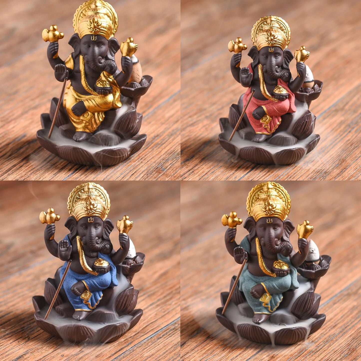 Ceramic Mini Lord Ganesh Incense Holder + 10 Free Incense Cones