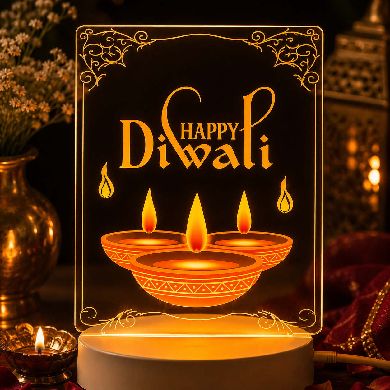 ‘Happy Diwali’ LED 3D Acrylic Night Lamp