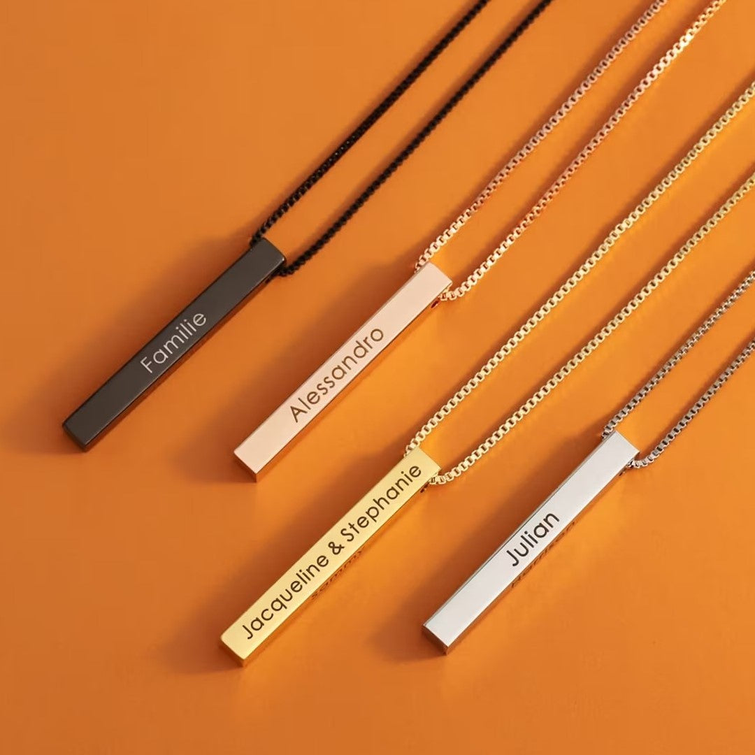 Customizable Stainless Steel Geometric Necklace with Engraving