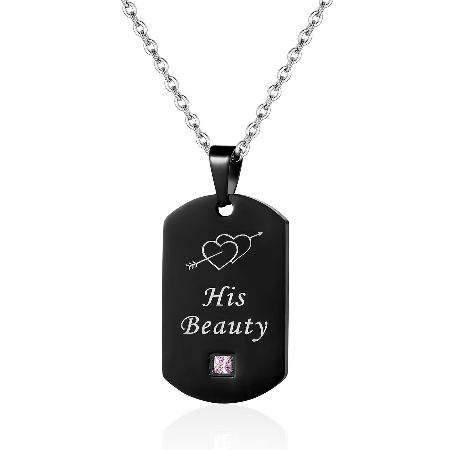 Stainless Steel King & Queen Necklace Set 2pc