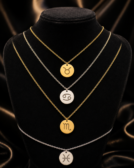 18k Gold & Silver Plated Stainless Steel Zodiac Sign Necklace