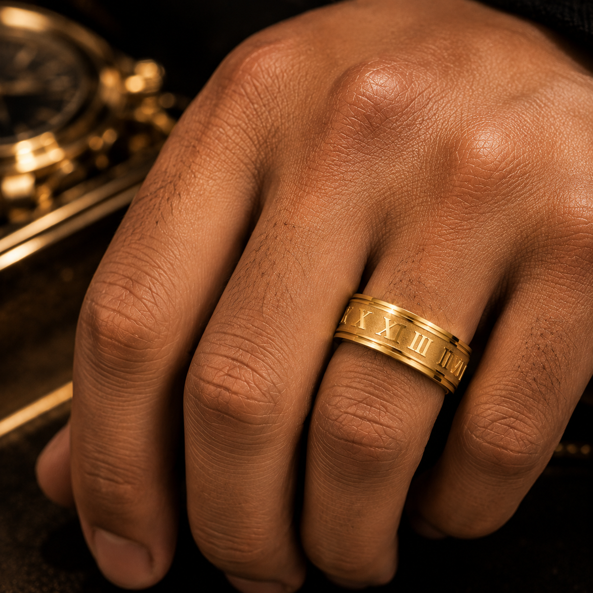 Stainless Steel Roman Numeric Ring