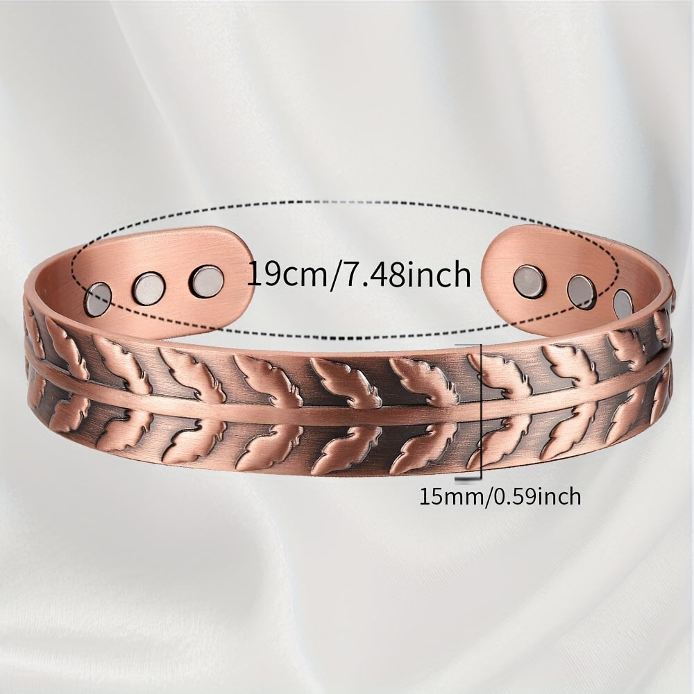 Adjustable Ultra Strength Pure Copper Magnetic Bracelet (99.99% Copper) Fern Pattern