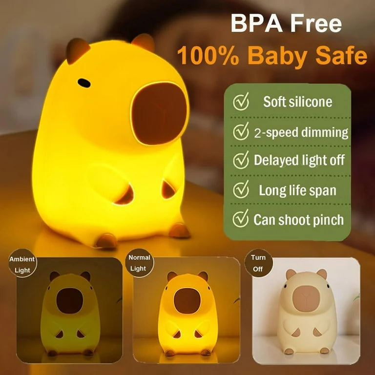 Adorable Squishy Silicone Animal Night Light (Capybara)