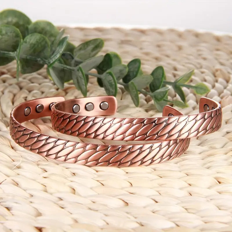 Adjustable Ultra Strength Pure Copper Magnetic Bracelet (99.99% Copper) Intricate Scale  Design