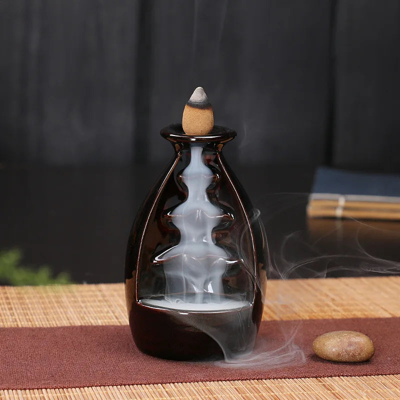 Ceramic Mini Back-Flow Incense Holder + 10 Free Incense Cones